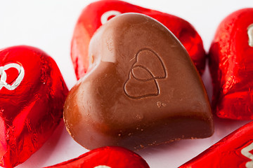 Image showing Chocolate hearts for Valentine's day