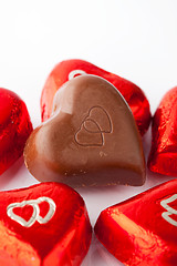 Image showing Chocolate hearts for Valentine's day