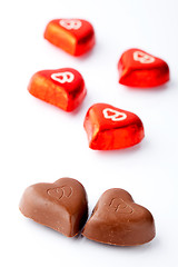 Image showing Chocolate hearts for Valentine's day