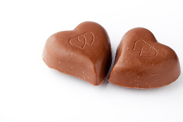 Image showing Chocolate hearts for Valentine's day