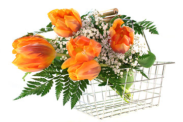 Image showing tulips in a basket