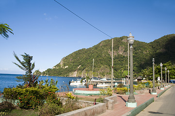 Image showing Waterfront Park Harbor Soufriere St. Lucia Caribbean