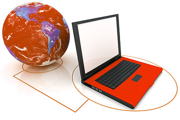 Image showing Laptop Connected To World