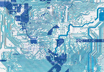 Image showing Blue abstract circuit board electronic background