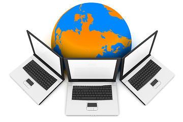 Image showing Laptop Connected To World