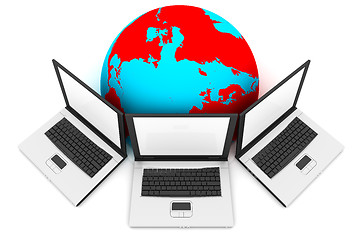 Image showing Laptop Connected To World