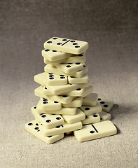 Image showing High tower of dominoes
