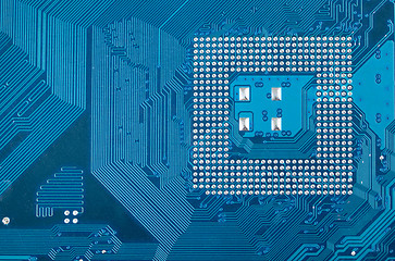 Image showing Blue industrial circuit board electronic background