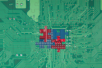 Image showing Abstract green circuit board puzzle background