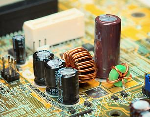 Image showing Electronic components on a computer plate