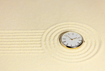 Image showing Japanese rock-garden in a miniature with watch