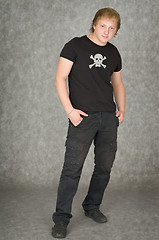 Image showing Man in a T-shirt with pirate symbolics