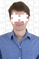 Image showing Unknown person with puzzle effect and absence of eyes