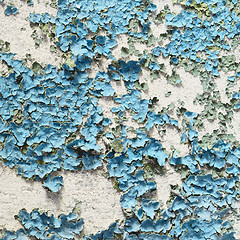 Image showing Texture of concrete wall covered blue peeled paint