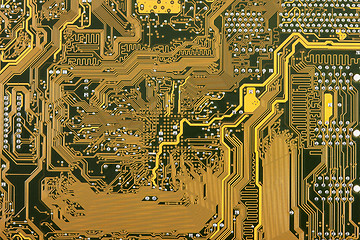 Image showing Golden industrial circuit electronic background