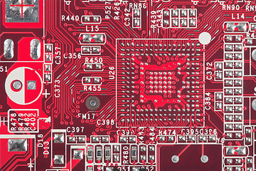 Image showing Background from red circuit board close up