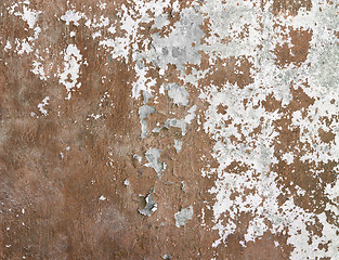 Image showing Concrete wall covered cracked paint and dirt