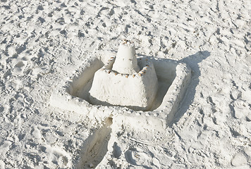 Image showing Sand castle on a sunny beach