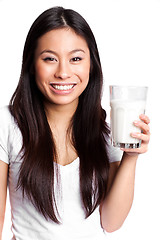 Image showing Asian woman with milk