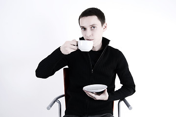 Image showing young man with a cup of tea 