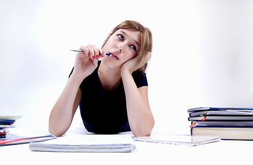 Image showing girl spending time in studying 