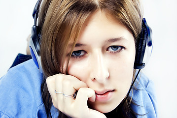 Image showing Young girl in headphones 