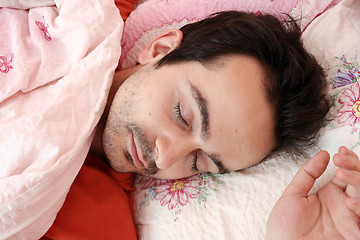 Image showing Portrait of a young man sleeping.