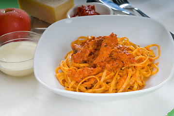 Image showing tomato and chicken pasta