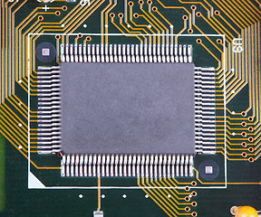 Image showing Big integrated microcircuit on circuit board surface