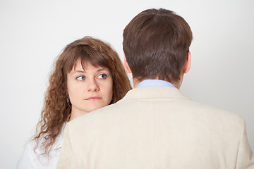 Image showing Man and woman stand nearby in pressure