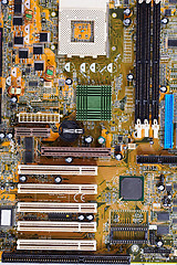 Image showing Computer old motherboard close up