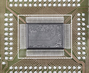 Image showing Old microcircuit on circuit board surface