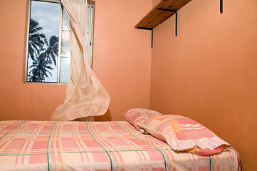 Image showing bedroom palm trees caribbean island house