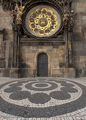 Image showing Street surface in front of Prague's Clock tower.