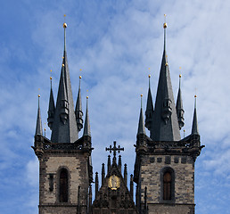 Image showing The two towers of Our Lady Cathedral in Prague.