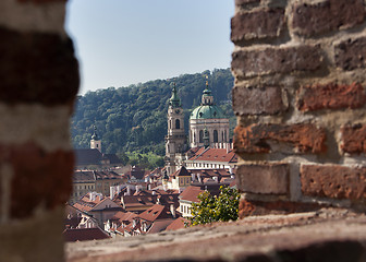 Image showing Looking through the rampart at Prague's castle.