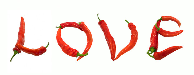 Image showing Love text composed of chili peppers