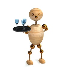 Image showing wood man as a waiter