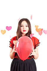 Image showing young woman with baloon