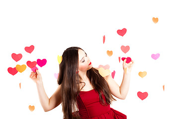 Image showing woman in red on Valentine's day 