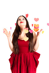 Image showing woman in red on Valentine's day