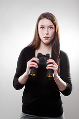 Image showing Businesswoman with binoculars