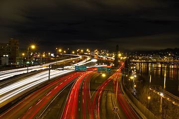 Image showing Freeway Light Trails in Portland Oregon