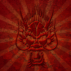 Image showing Asian Dragon Head with Grunge Texture