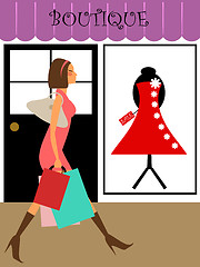 Image showing Woman Shopper Walking in Boutique Store