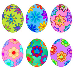 Image showing Colorful Easter Eggs with Floral Design