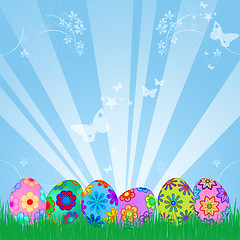 Image showing Easter Eggs Hunt with Colorful Floral Design