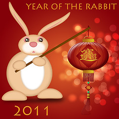 Image showing Happy Chinese New Year 2011 Rabbit Holding Lantern