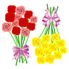 Image showing Bouquets of Roses with Bows and Ribbons
