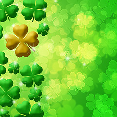 Image showing Four Leaf Clover Shamrock Leaf Bokeh